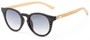 Angle of Cedar #3872 in Black/Grey Bamboo Frame with Smoke Lenses, Women's and Men's Round Sunglasses