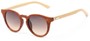 Angle of Cedar #3872 in Brown Bamboo Frame with Amber Lenses, Women's and Men's Round Sunglasses