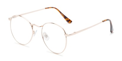 Angle of Webster #26689 in Gold Frame with Clear Lenses, Women's and Men's Round Fake Glasses