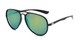 Angle of Gaines #9815 in Black Frame with Yellow/Blue Mirrored Lenses, Women's and Men's Aviator Sunglasses